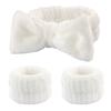 3Pcs Bow Headband Wristband Set Towel Elastic Soft Washing Face Shower Make Up Yoga Sports Skincare Headband for Women Girls