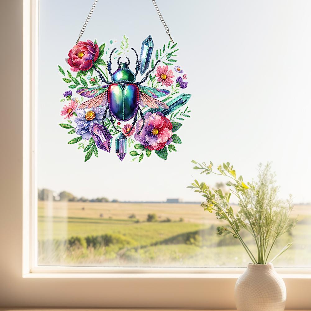 Acrylic Special Shaped Abstract Pattern Diamond Painting Hanging Decorations Rhinestone Diamond Art Window Pendants for Beginner