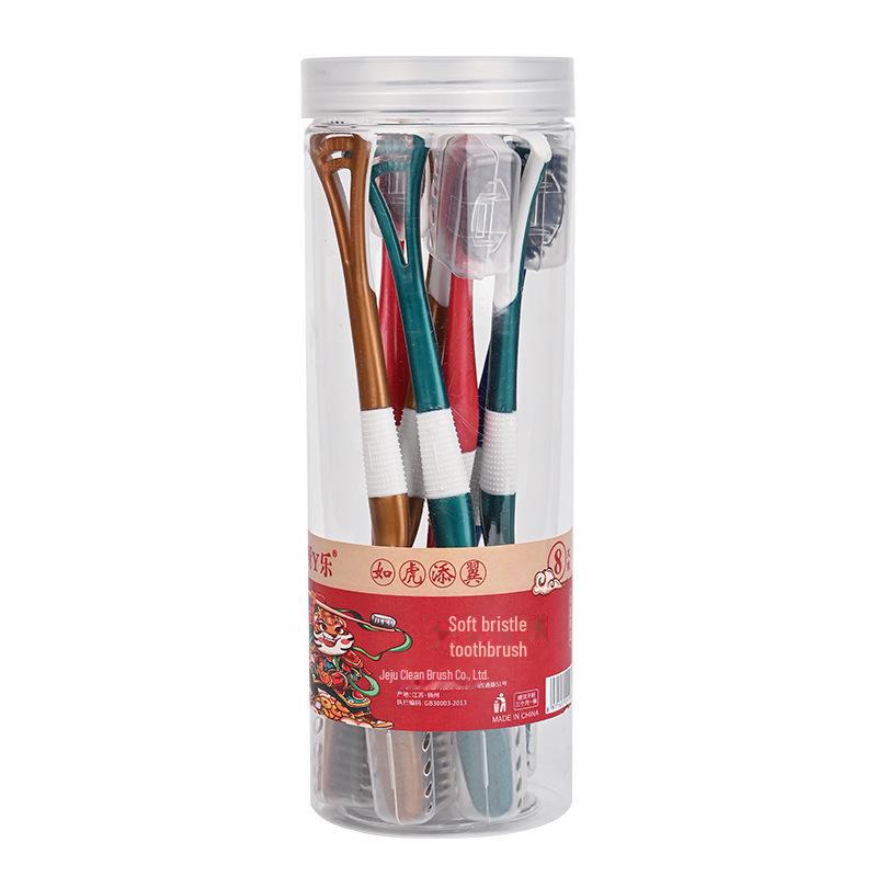 8 зубных щеток для взрослых с мягкой щетиной и очистителем языка — модное решение «два в одном» для пар