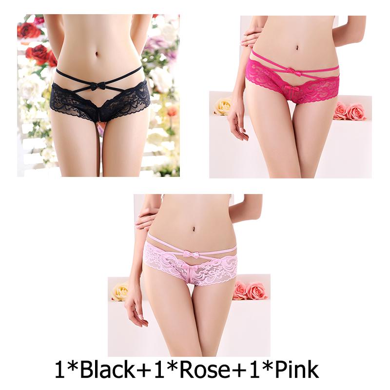 Women's Panties Open Crotch Thongs Sexy Hollow Briefs Underwear Erotic T-Backs Sweet Crotchless Seamless Panty
