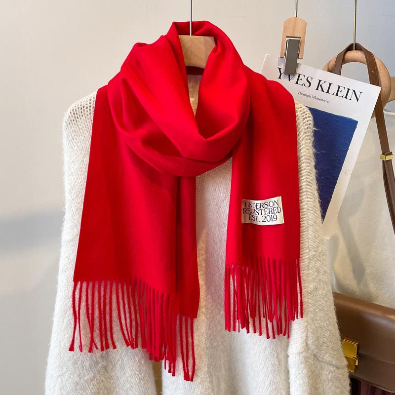 New Scarf Women's Winter Thickened Student Imitation Cashmere White Couple Scarf Versatile for Male and Girlfriend