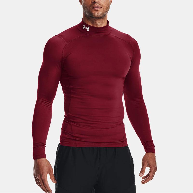 Under Armour ColdGear T Shirts Men's Red Half Turtleneck Moderate Straight Fit 1366072-625
