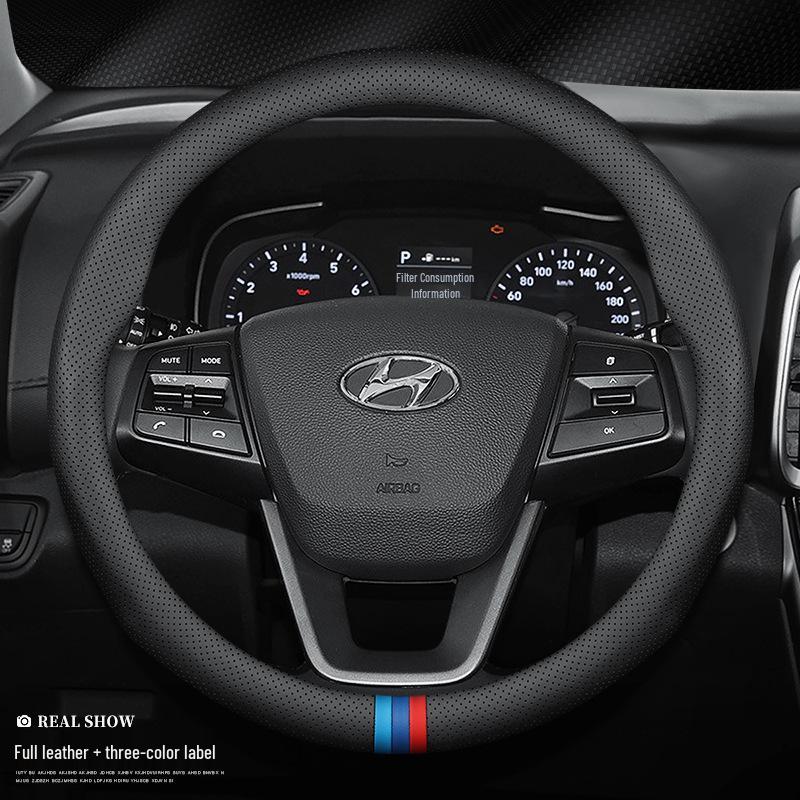 Совместимая оплетка рулевого колеса для моделей Hyundai: ix35, Lingdong, 25 Yue Dong, Reina, Mingtu, Festa, Langdong, Tucson - Отделка под карбон