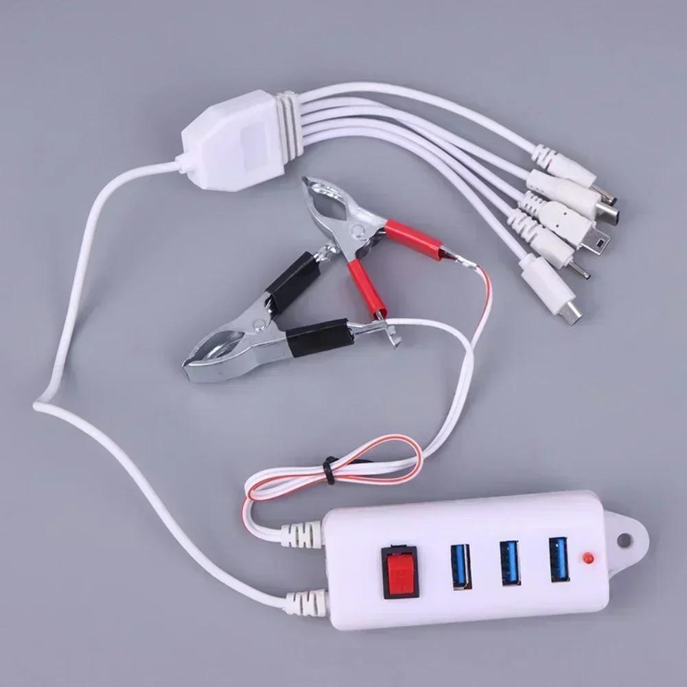 USB-зарядное устройство с клипсой и переключателем, три USB-выхода для одновременной зарядки телефонов, планшетов и других устройств, дизайн из ABS-пластика