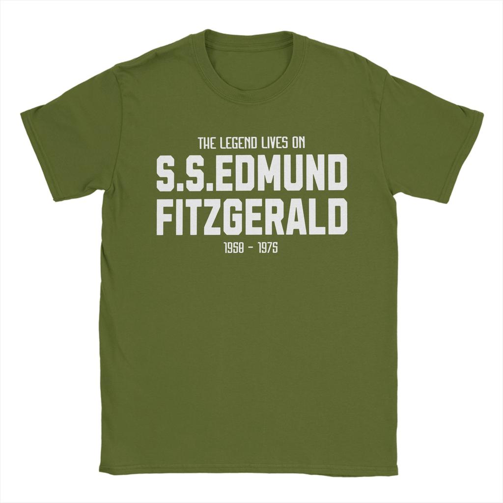 Edmund Fitzgerald T-Shirt Summer Great Ship Pure Cotton T Shirts For Men Hip Hop Casual Tshirt Short Sleeve Streetwear Tops