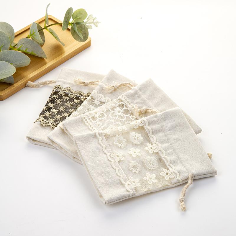 Красивые кружевные сумки на шнурке, бежевые холщовые сумки для хранения на окнах, новогодние сумки для конфет, рождественские подарочные пакеты