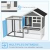 Rabbit Cage with Open Area, Asphalt Roof, Removable Tray and Ramp for Outdoor Use, 123.5x62.6x92.5 cm, Grey