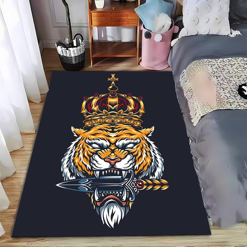 King Tiger Crown Design Designed floor mat, suitable as a non-slip mat for the living room or bedroom sofa