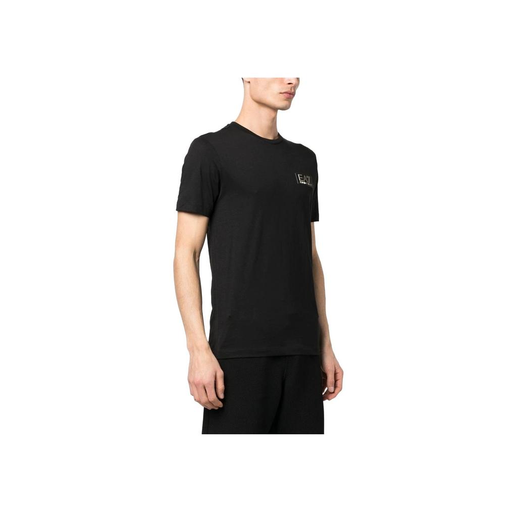 Emporio Armani Мужская футболка EA7 Серия SS23 С принтом логотипа-буквы, с круглым вырезом, с коротким рукавом, Топы Черный 3RPT19-PJM9Z-1200