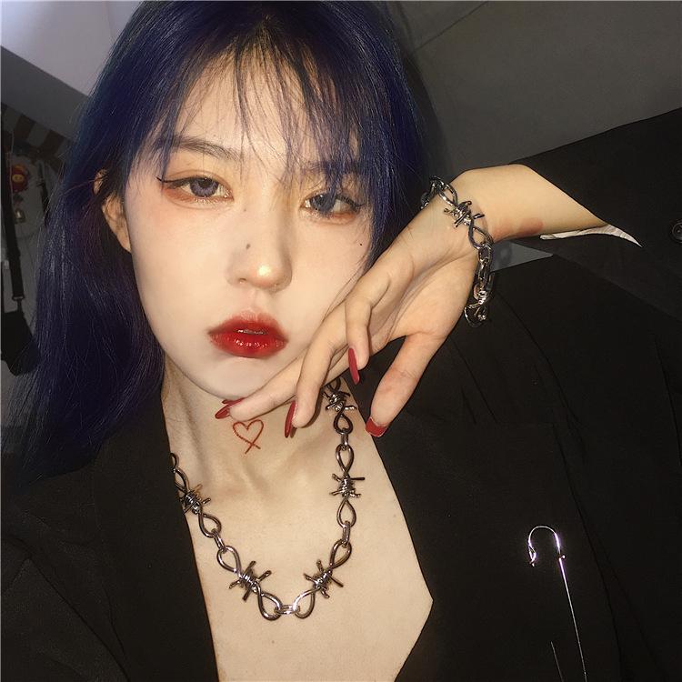 Минималистичное панк колье-чокер и браслет, дерзкая уличная одежда, хип-хоп украшения для женщин и мужчин, готическая цепь, колье на ключицу, подарок