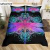 Dragonfly Duvet Cover Set King Queen Size Chic Animal Comforter Cover Microfiber Bohemia Mandala Bedding Set Flowers Bed Cover