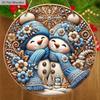 Cute Winter Wonderland Wooden Christmas Sign with Snowman Pattern - Navidad Round Sign for Front Door Wall Hanging Decor - Ideal Christmas Decoration