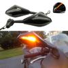 Motorcycle Rearview Mirrors Led Turn Signal Integrated Indicator Lights Rear View Side Mirrors