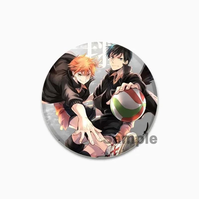 32/44/58 мм значок волейбола в стиле аниме, жесть ручной работы, круглая брошь, булавки для одежды, шляпа, рюкзак, аксессуары, ювелирные изделия