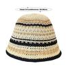 Striped Knitted Hollow Fisherman Hat UV Protection Breathable Straw Bucket Cap Big Eaves Multicolor Thin Sunshade Hat Travel