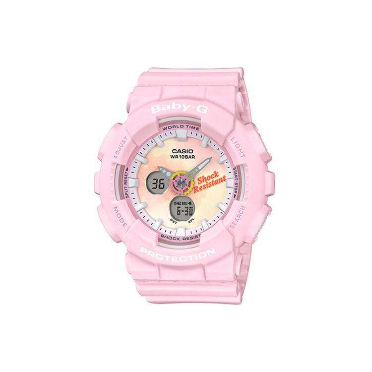 Casio Baby-G Единорог Модный тренд Жизненная сила Уличный Классика Стрелки Двойной дисплей Водонепроницаемые Спортивные Кварцевые часы Ремешок из смолы Женские часы Белый BA-120T