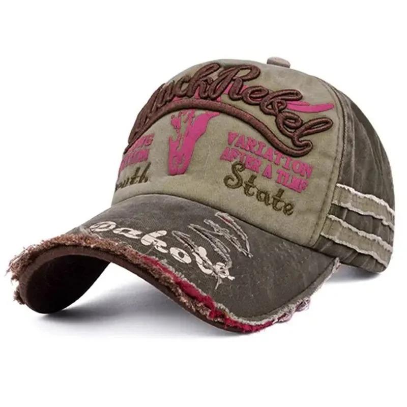 Sports Outdoor Women And Men Pattern Head Cow Cap Baseball Stitching Stitched Embroidered Alphabet Vintage Cotton Washed Neutral Gender For Hats