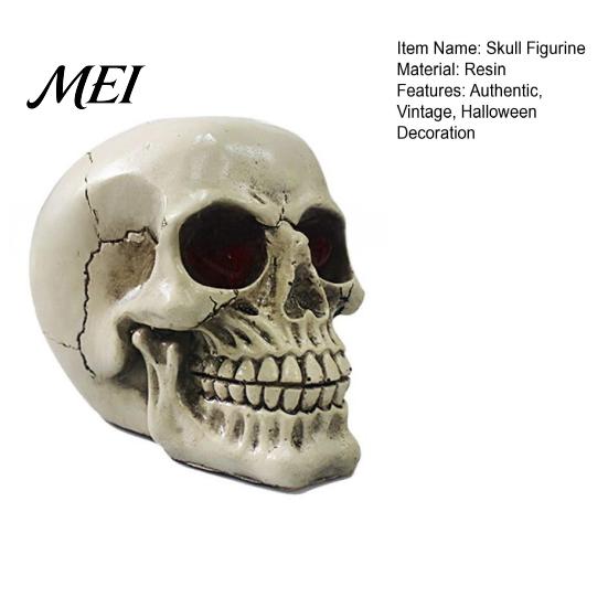 Halloween Party Supplies Resin Skull Figurine, Realistic Human Head Model, Spooky Holiday Gift for Horror Fans Statue Indoor Fireplace Kitchen Gothic