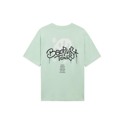 Футболка Li Ning SS22 Badfive Smiley Graffiti Letter Print с круглым вырезом и коротким рукавом, женская футболка Water-Wave-Green AHSS408-2