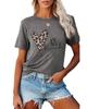 Azura Exchange Leopard Heart Shape Print Short Sleeve T-shirt