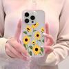 Прозрачный чехол для телефона с цветочным узором подсолнуха для iPhone 17 16 15 14 13 12 11 Pro Max 14 Plus, 2 в 1, силиконовый мягкий чехол конфетного цвета