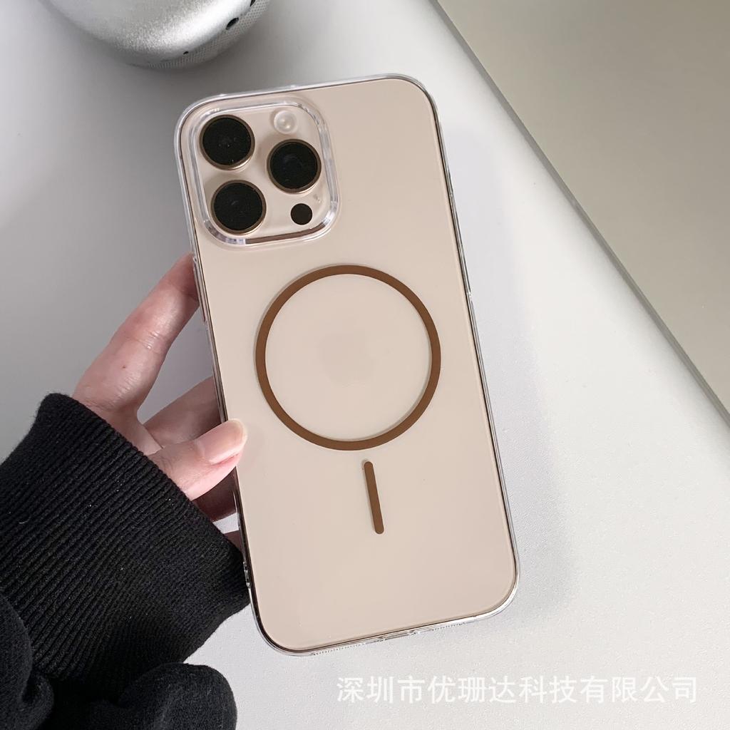 Креативное тонкое кольцо с магнитной фиксацией подходит для iPhone16promax, прозрачный чехол для мобильного телефона, Apple 15, полностью закрывающий PC, противоударный чехол.