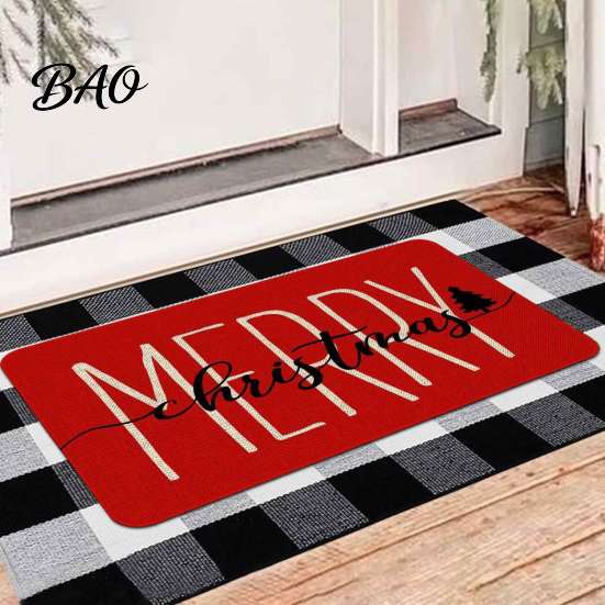 Non-slip Holiday Floor Mat Christmas Door Mat, Festive Entrance Rug, 35" x 24" Non-Slip Washable Winter Home Decor Entry Welcome Water Absorbent