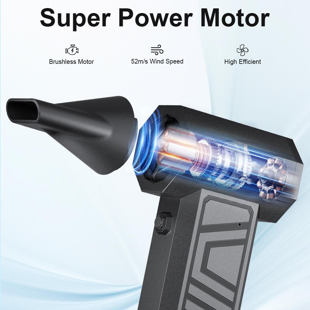 Cleaning Blower Tool Type-C Charging Electric Air Duster 5 Outlet Nozzles Portable 4 Gears Blowing Snow Turbo Jet Fan 130000RPM Car Fan