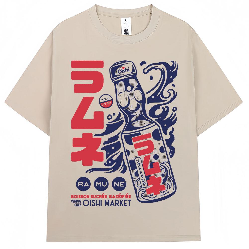 Japanese Style Hokkaido Wave Vintage Tshirt Men Women Harajuku Fashion High Quality T Shirts Oversized Cotton Summer Tee Shirt