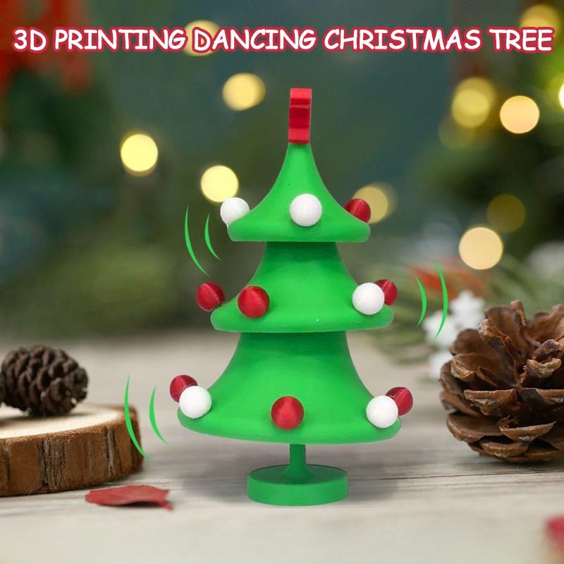 3D Printing Rotating Christmas Tree Fun Dancing Christmas Tree Decorations Gifts Desktop Decor Ornament Stress Relieving Toys