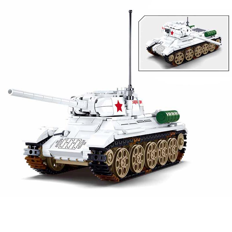 Military Series World War II Soviet T34-85 Medium Tank Building Blocks Bricks Toys Gifts