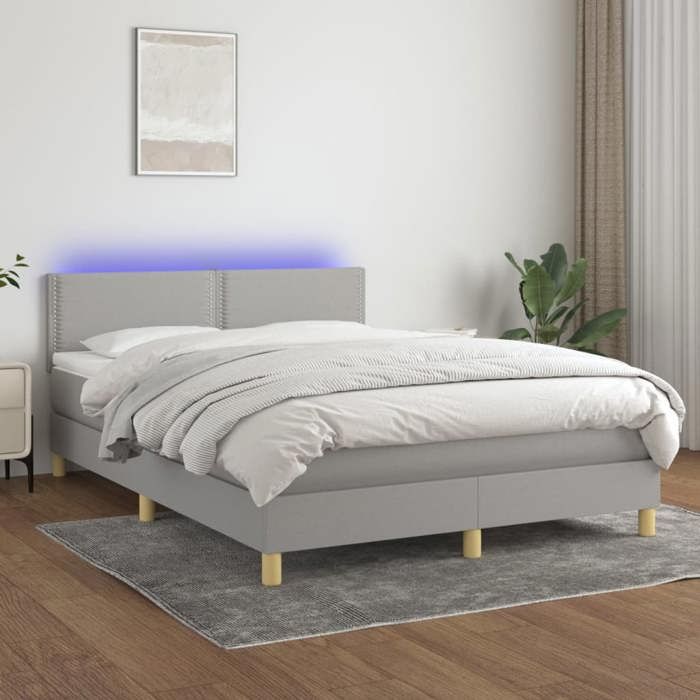 Maison Exclusive - Sommier à lattes de lit et matelas et LED Gris clair 140x200 cm
