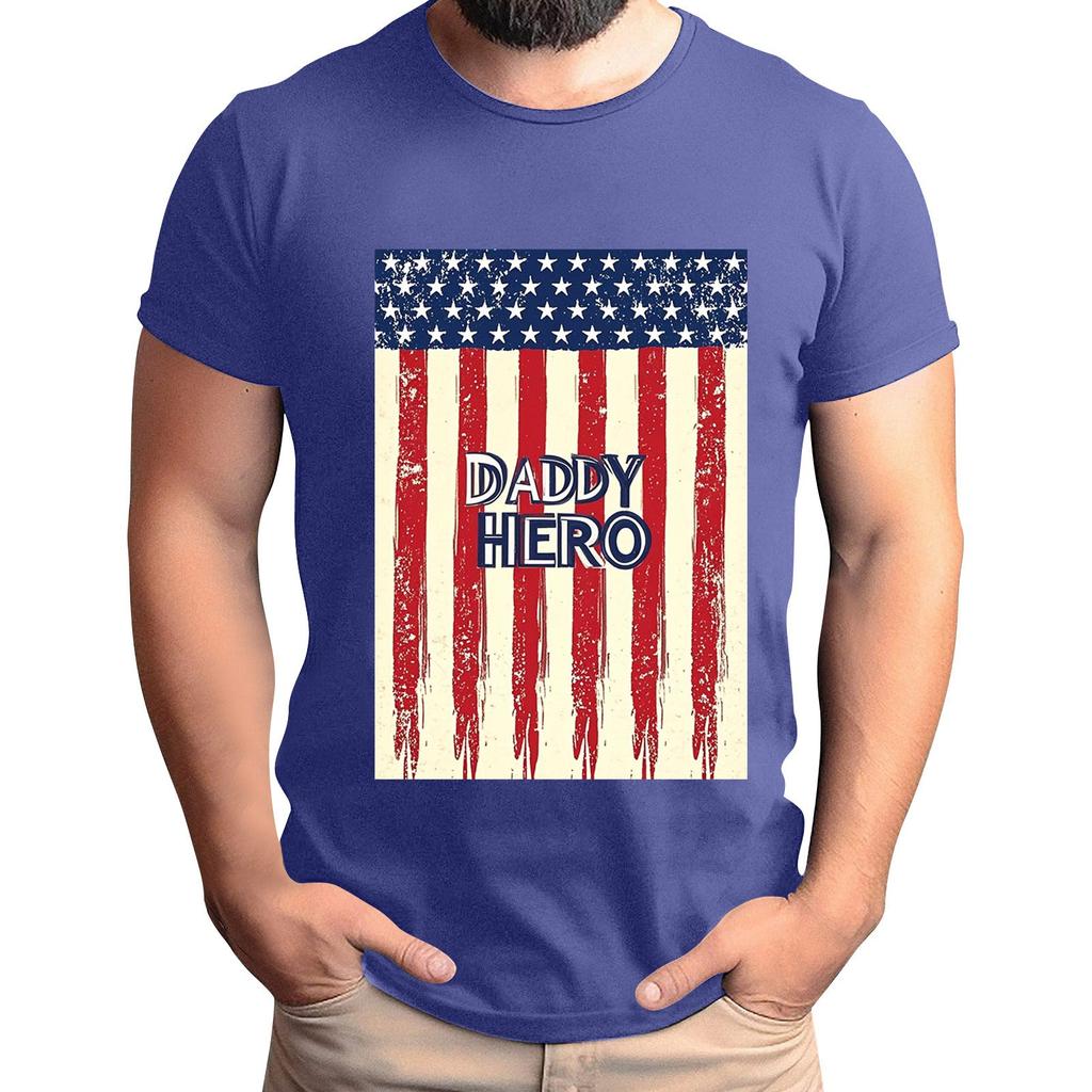Мужская футболка с принтом флага ко Дню отца, мужской свободный повседневный топ с коротким рукавом