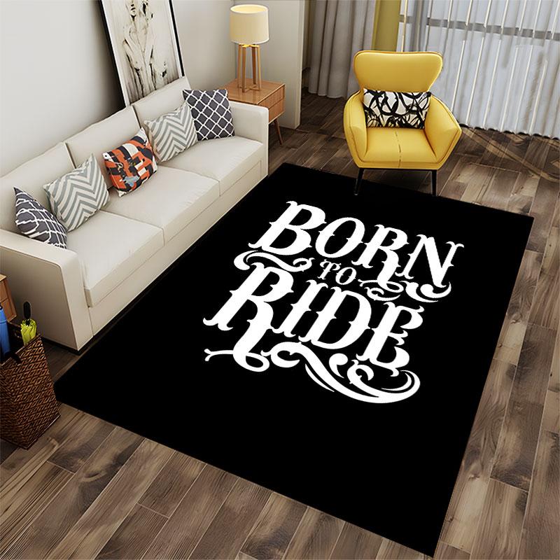 Born to Ride Lettering Carpet suitable as a non-slip mat for the living room or bedroom sofa