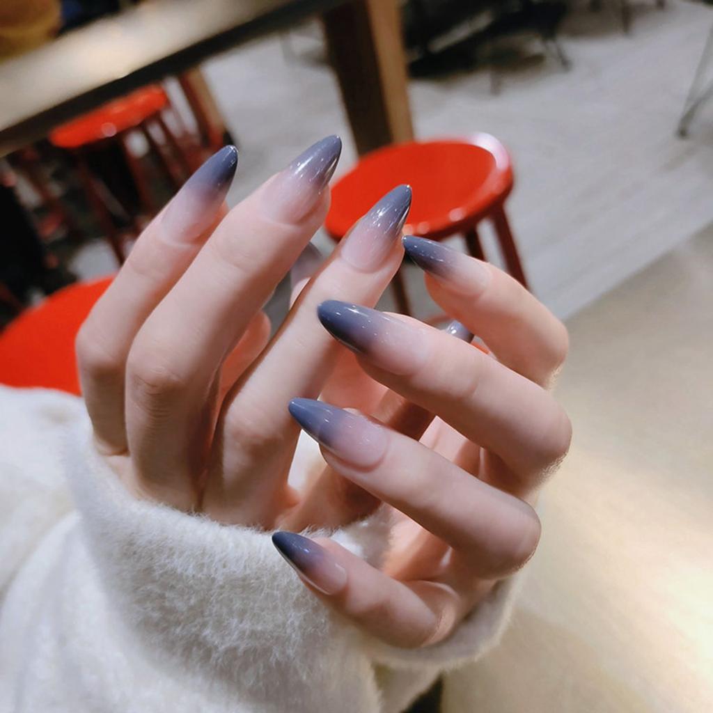 24 шт./коробка Женская мода Маникюрный инструмент Полное покрытие Носимые Накладные ногти Кончики ногтей Стилет Накладные ногти