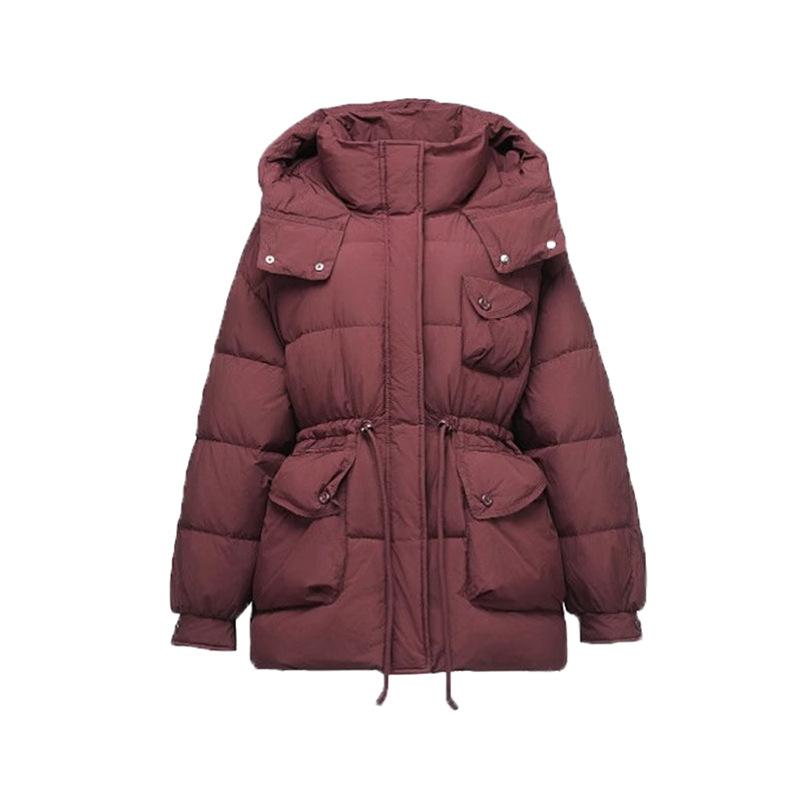 Высококачественная куртка-пуховик с утягивающим эффектом для женщин 2024 года, зимняя новая модная тонкая теплая куртка из белого утиного пуха, устойчивая к холоду