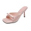 Fashion Elegant Leopard High Heeled Sandals for Women Fashion Bow-Knot Square Toe Sandal Female Office Ladies Thin Heels Sandalias Mujer