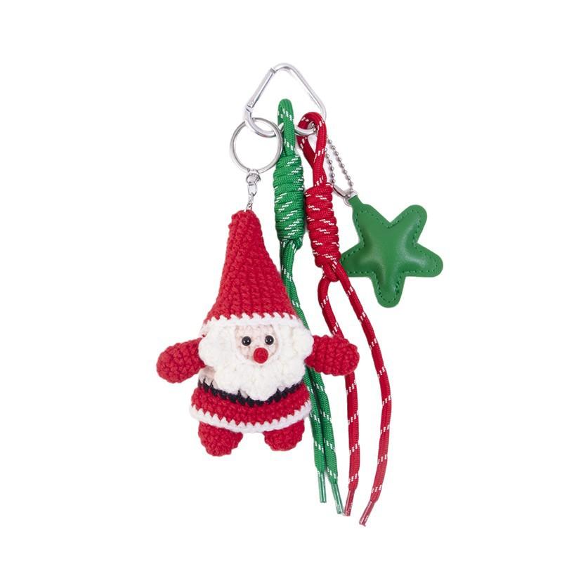 1 шт. Рождественские подарки Смешная вязаная крючком кукла Санта-Клауса Брелок Милый плюшевый вязаный из шерсти Санта-Клаус Украшение