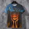 Men's Halloween T-shirt 3D Printed Ghost Pattern T-shirt Casual Round Neck Short Sleeved T-shirt Oversized Y2K Men's Top