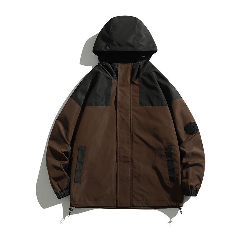 Mountain Couple Jacket Spring and Autumn Outdoor Casual Loose Color Matching Tooling Hooded Jacket Top