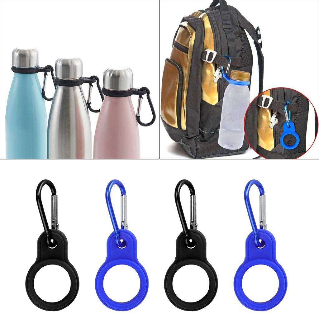 4 Pcs Silicone Water Bottle Buckle with Carabiner Belt Clip Secure Bottle Hanging Strap Sports Bottle Hanger Holder