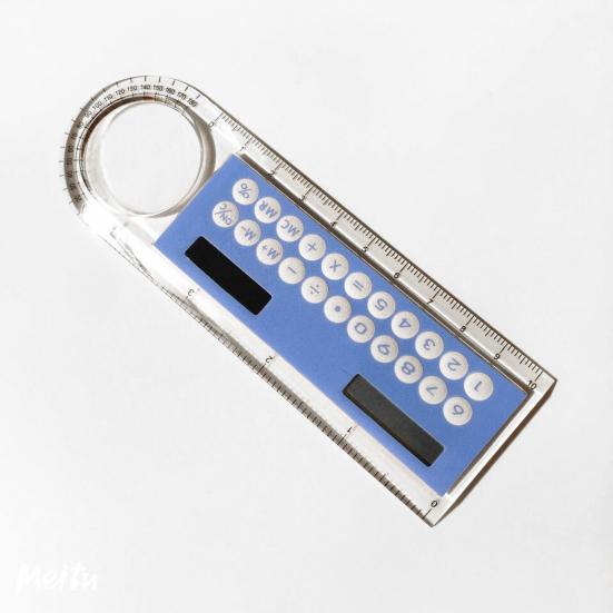 Калькулятор солнечной линейки Многофункциональный большой экран Канцелярские принадлежности 3 в 1 Длина 10 см Солнечная карточная линейка для школы