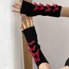 Solid Color Arm Warmers Y2k Wool Sleeve Cuff Punk Fingerless Gloves  Ladies