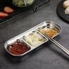 2/3/4 Grids Reusable Divided Seasoning Dish 304 Stainless Steel BBQ Dipping Sauce Plate Condiment Container Kitchen Tableware