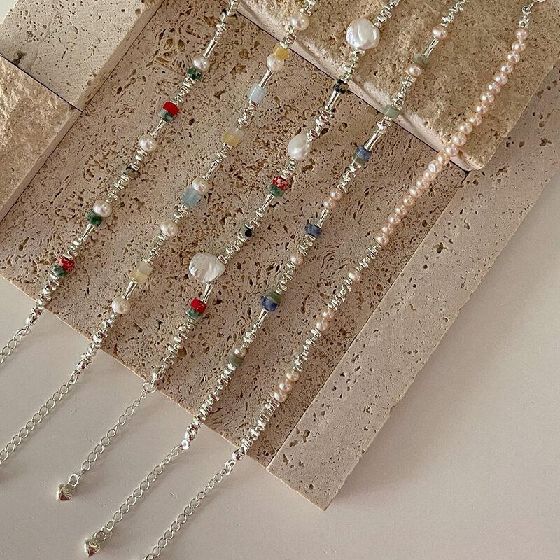 Сломанный серебряный браслет из искусственного жемчуга, модный шарм для женщин, INS, круглые браслеты из бисера, индивидуальный дизайн для девочек, небольшой дизайн, нерегулярный крой, вечерние ювелирные подарки