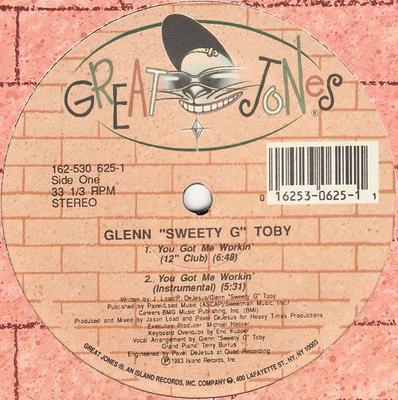 12-дюймовая пластинка GLENN "SWEETY G" TOBY - You Got Me Workin' 1625306251 Great Jones 1993 US Танцевальная и электронная Б/У