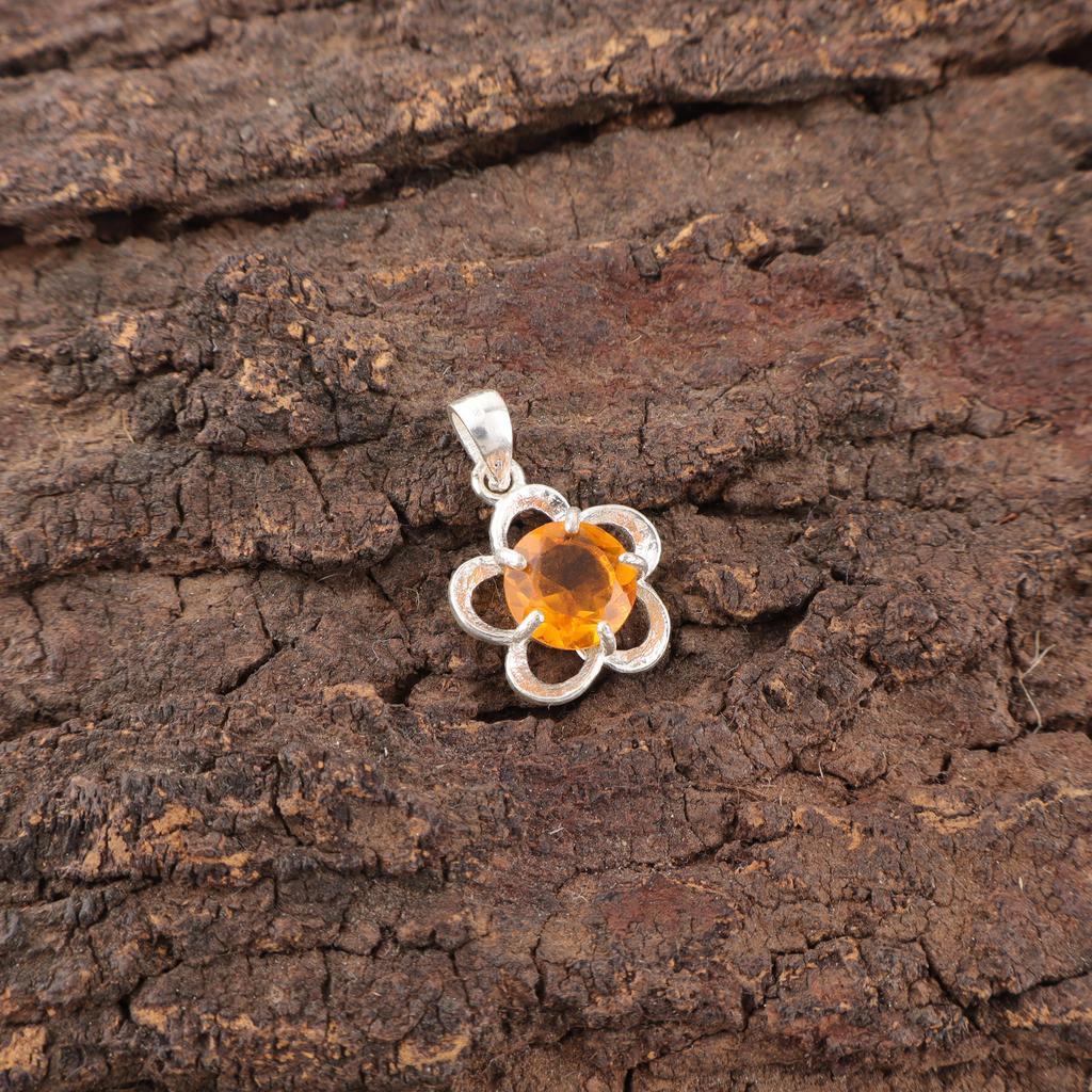 Citrine Pendant Gemstone Jewelry, 925 Solid Sterling Silver Pendant, Handmade Jewelry Birthstone Pendant, Gift For Him