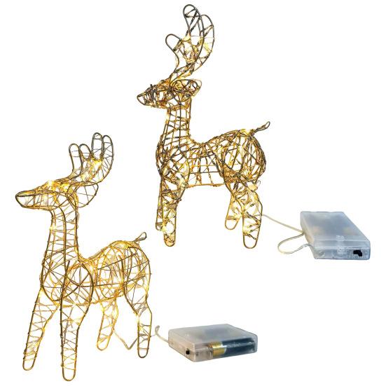 3D Рождественское украшение Олень на батарейках Предварительно освещенный Железный Олень с 30 светодиодными лампами Наружный Внутренний Светящийся Стоящий Олень для Сада Двора Газона