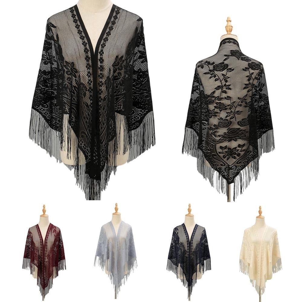 Hollow Women Shawl Multicolored Tulle Shawl Cloak Fashion Scarf Party