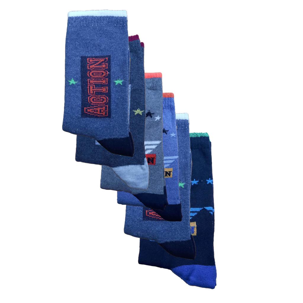 12 шт. Длинные носки с принтом для мальчиков, цветные детские носки